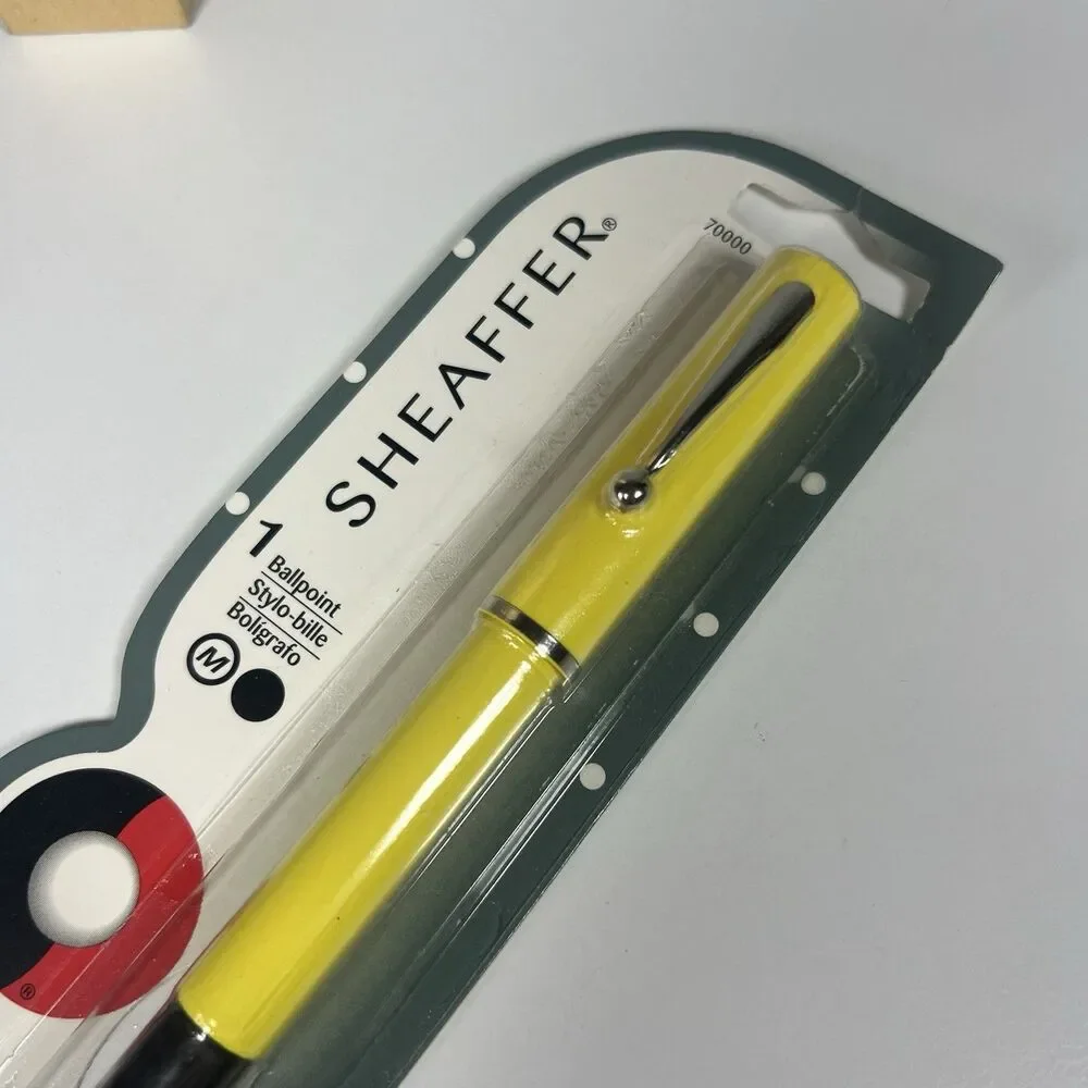 NEW NOS Vintage Sheaffer Yellow No Nonsense Medium Ball Point Pen Black Ink